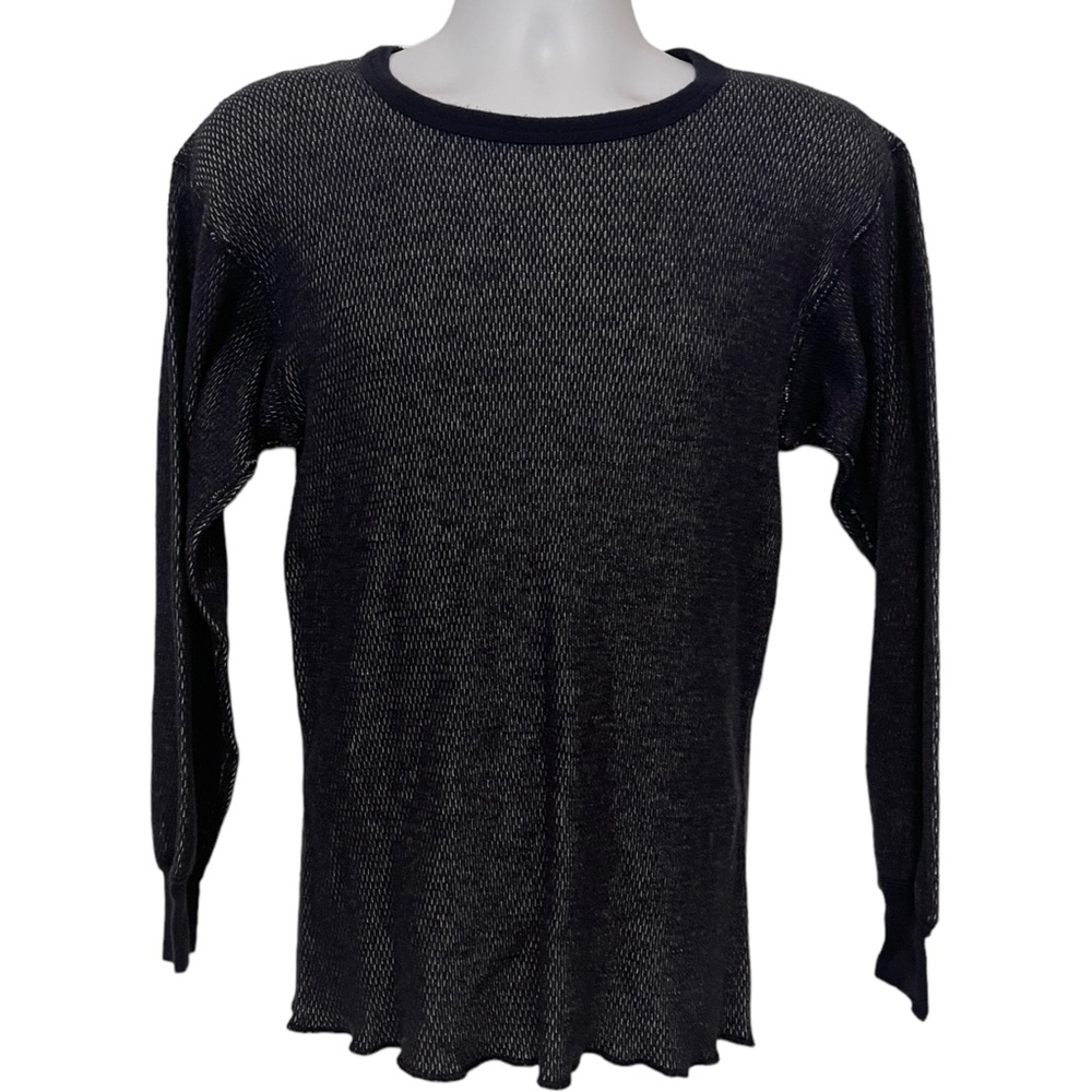 MORGAN MILLS long sleeve thermal shirt Polypropylene Cotton Navy Blue Size XL